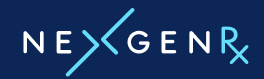 The image shows the logo of NEXGENRx: the text 